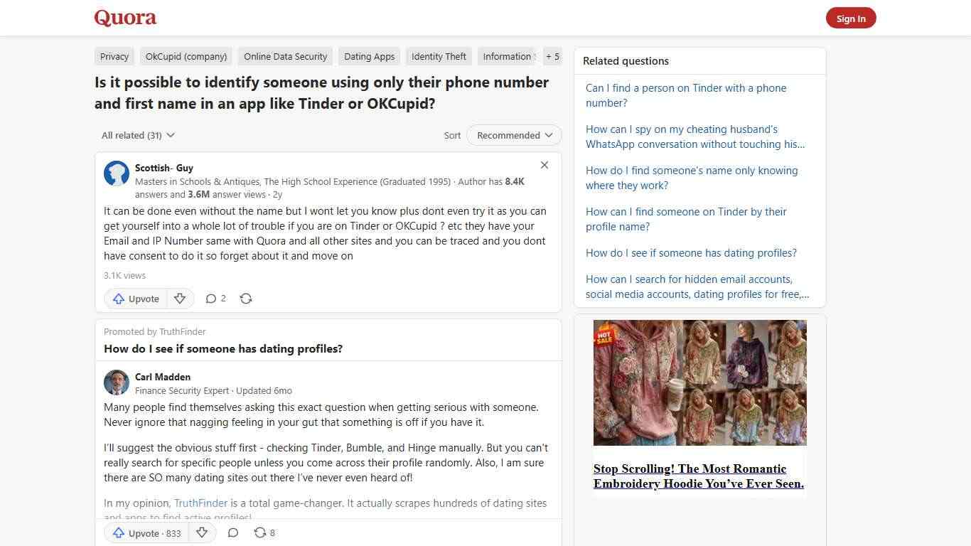 Is it possible to identify someone using only their phone number and first name in an app like Tinder or OKCupid? - Quora